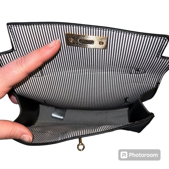 Boutique Womens Small Purse Handbag Black with Gold Chain Shoulder Strap - Picture 7 of 13